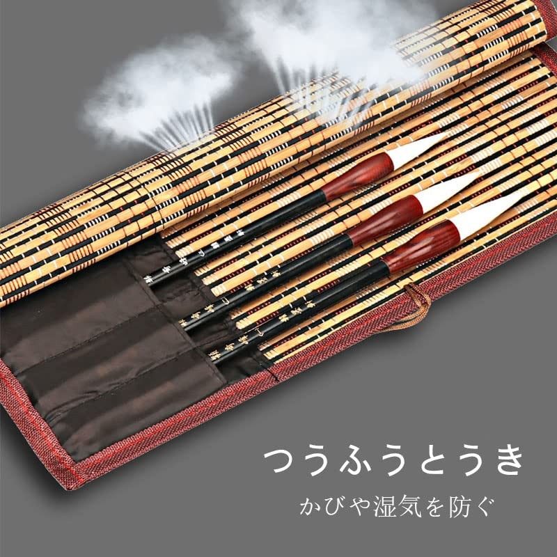 LIKENNY Brush Roll, Bamboo Brush Storage, Portable, Calligraphy, Storage, Pocket,