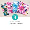 4 Pack Decorative Binder, 1 Subject (Floral Set)