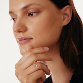 Gelin Letter Necklace in 14K Solid Gold | Small Initial Pendant for Women | A-Z Alphabet Jewelry | 18" (D)