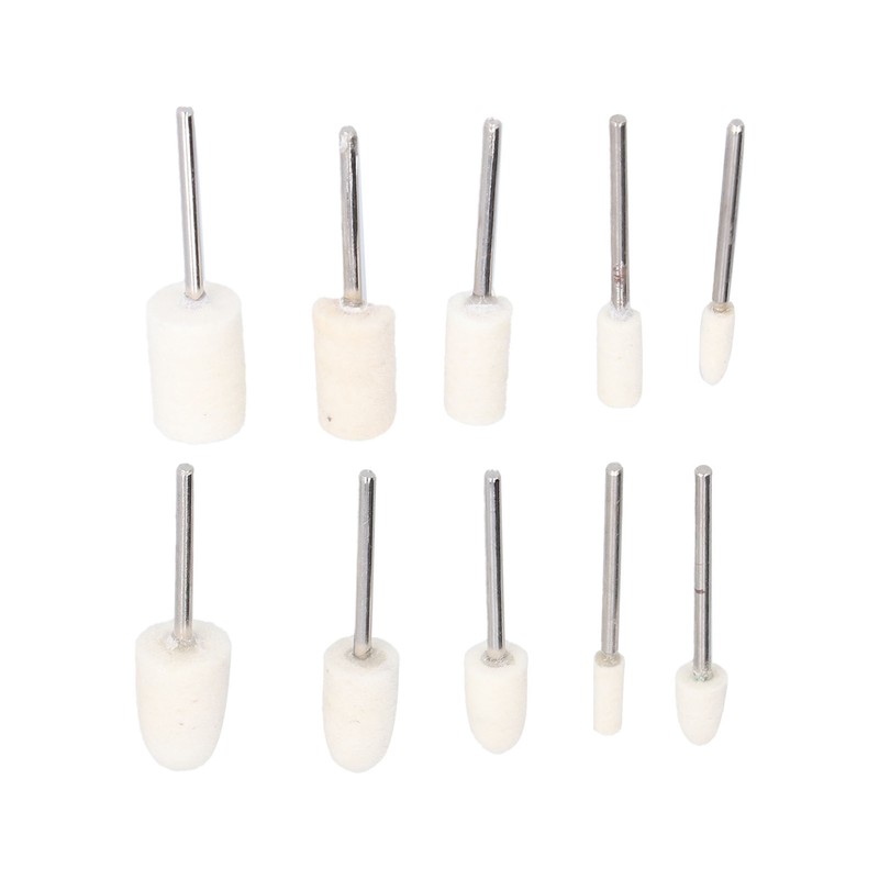 100Pcs Polishing Head Wool Felt Tapered Cylindrical Buffing Wheel Set