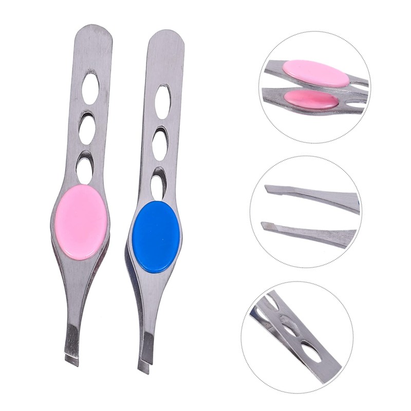 WOONEKY 4pcs Stainless Steel Eyebrow Tweezers Assorted Eyebrow Clips Clamps