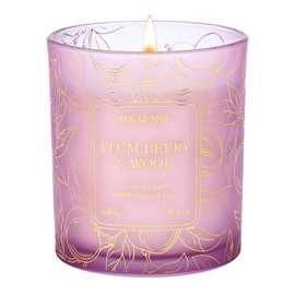 M&SENSE Plum Berries Wooden Scented Soy Candles - Vegan, Naturally Scented, No Toxin Relaxing Candles for Stress Relief, 7.8oz 42-Hour Burn Time, Housewarming Gift for Man Cave