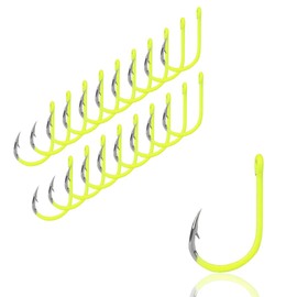 AMZfishing 20 x Laser-Sharpened Trout Hooks Ideal for Trout Dough and Natural Bait Fishing Hooks Trout Fishing Hooks Trout Lake Bait Fishing Hooks Sharp (Yellow 40, #10)