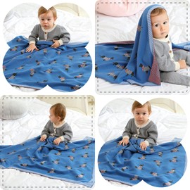 Opewod Baby Blanket Knitted 100% Cotton Soft Blankets for Newborn Boy Girls Cute Dog Dachshund 30x40 inches Ligth Coffee