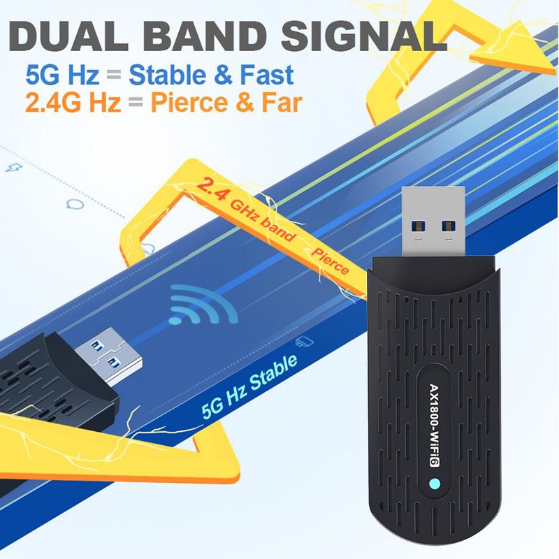 USB WiFi Adapter USB3.0 AX1800Mbps 2.4GHz 5Ghz High Gain Antenna