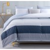 SLEEPBELLA Queen Comforter Set, White and Navy Striped Patchwork Reversible
