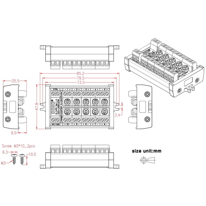 Dimmer Control 10-Lights LED Hub Distribution Module, AC/DC 5 to