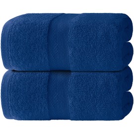 White Classic Luxury Soft Bath Sheet Towels - 650 GSM Cotton Luxury Bath Towels Extra Large 35x70 | Highly Absorbent and Quick Dry | Hotel Quality Extra Large Bath Towels Oversized, Navy Blue, 2 Pack
