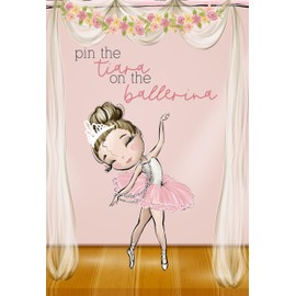 Pin the Tiara on the Ballerina - Themed Party Supply Game Stickers Poster Activity Set