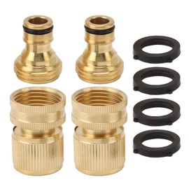 2PCS Water Hose Quick Connector Brass 3/4 Inch Male and Female Garden Hose Fitting Adapter for Repair