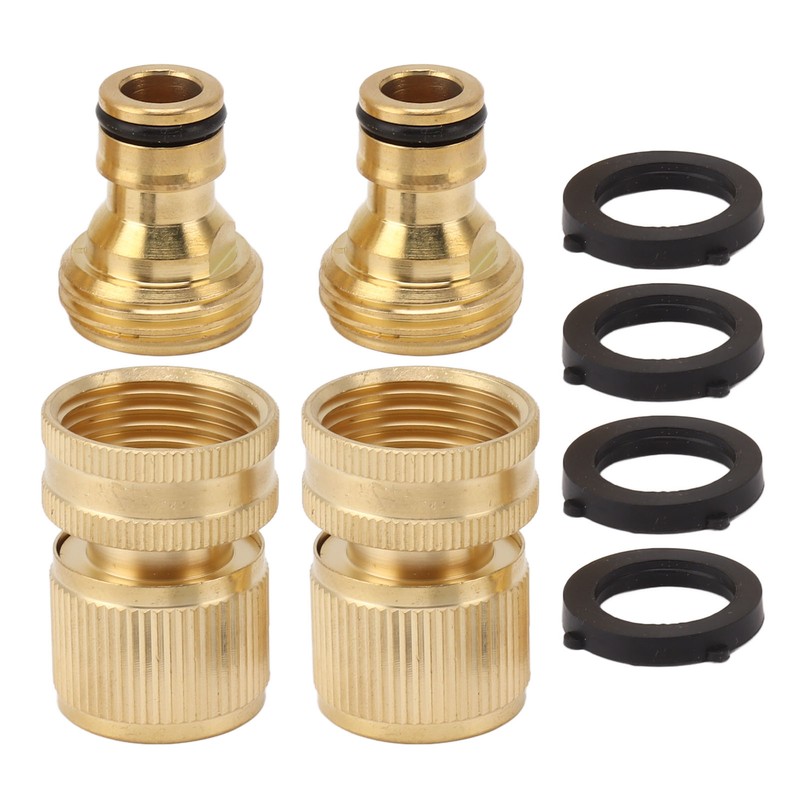 2PCS Water Hose Quick Connector Brass 3/4 Inch Male and