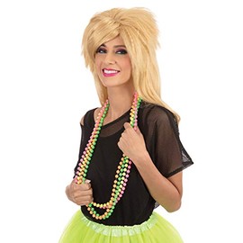 Neon Orange, Green, Pink, & Yellow Beaded Necklace - Eye-Catching Fashion Accessory, Perfect for Parties, Raves, Festivals, 1980s Themed Events, & More