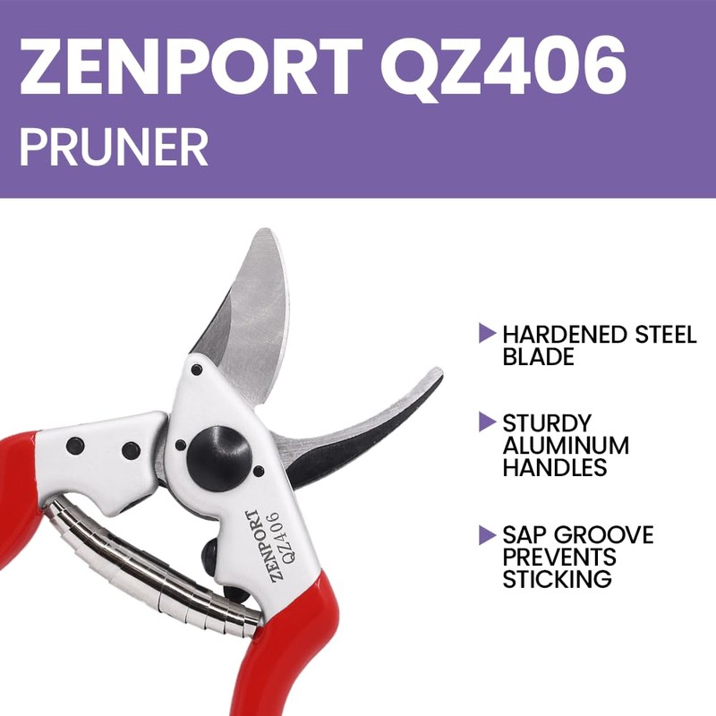 Zenport QZ406 Small Professional Pruner, .8-Inch Cut, 7.25-Inch Long