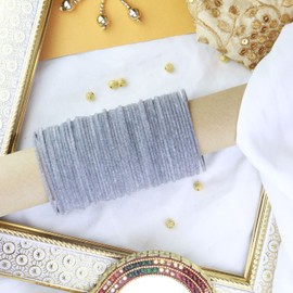 I Jewels 18K Gorgeous Traditional Grey Color Plain Metal Velvet Chuda Bangle Set for Women & Girls (ADB327Gr) (Set of 48 ), 2.6