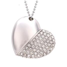 FeliSun Crystal USB 3.0 Flash Drive Memory Stick USB Stick Heart Shape 64 GB USB Flash Drive Memory Stick Data Storage High Speed External Memory