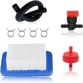 030728 Carburetor Air Filter Parts Kit for Briggs and Stratton Storm Responder Troy Bilt 6250 8500 Watts Generator 030594A Fuel Filter Shut Off Valve Fuel Line Clamp Set Carb Accessory Replacement