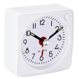 W OUTWIT Travel Analog Alarm Clock, 2.25 inch, Ultra Small Clock with Snooze and Light Function, Super Silent Non Ticking, Battery Operated, Easy Setting