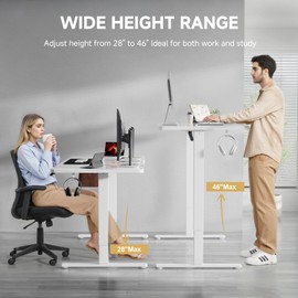 GTRACING Electric Standing Desk, 48 x 24 Inches Sit Stand up Desk with Memory Preset Controller, Height Adjustable Ergonomic Home Office Computer Desk (White)