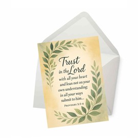 PICTURE THIS PRINTS Proverbs 3:5-6 Encouragement Greeting Card, Christian Inspirational Trust in the Lord Bible Verse Card, Prayer Encouragement Greeting, Comes with Envelope (5x7”)