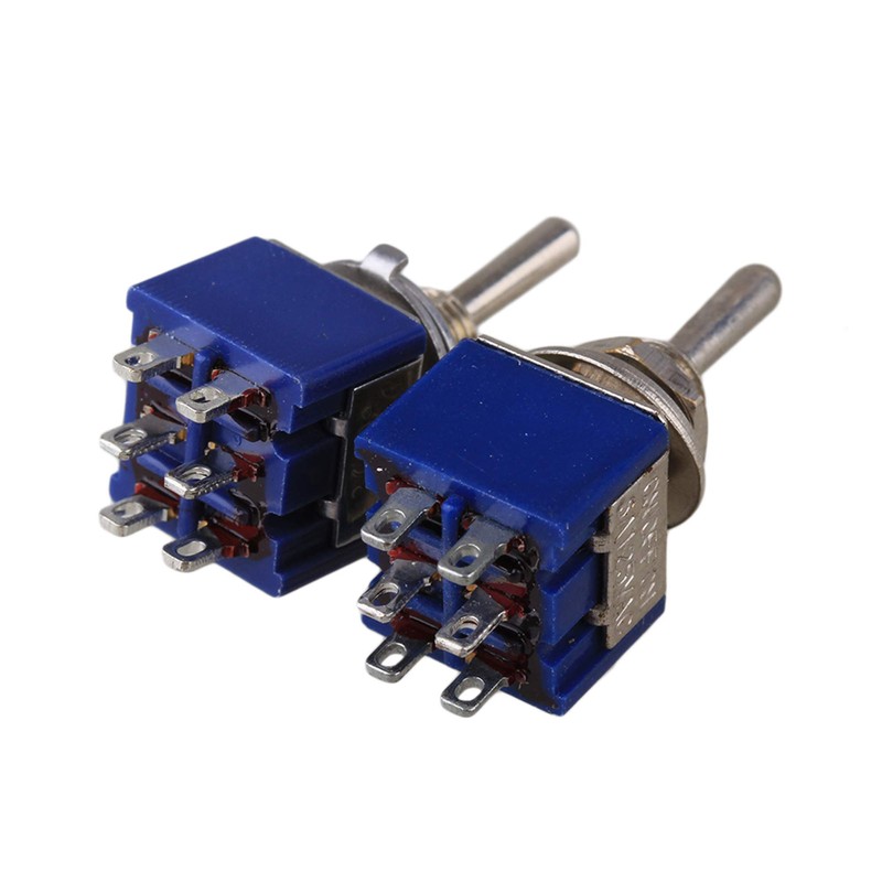 Yibuy Blue 3-Way Design AC 125V 6A Double Pole DPDT