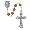 STERLING SILVER 7MM OLIVE WOOD ROUNC ROSARY