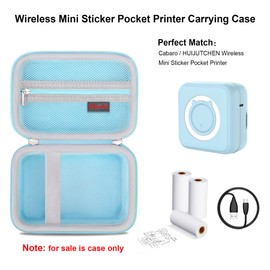 Elonbo Carrying Case Compatible with HUIJUTCHEN/Cabaro Wireless Mini Sticker Pocket Printer, Bluetooth Smart Portable Receipt Photo Printer Travel Bag, Inkless Thermal Printer Storage Holder, Blue
