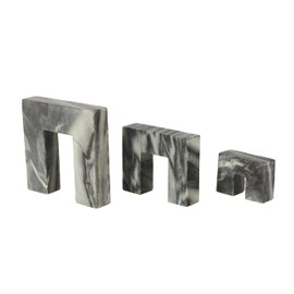 Deco 79 Marble Abstract Decorative Sculpture Square Arch Home Decor Statues with Varying Sizes, Set of 3 Accent Figurines 7", 5", 3" H, Black