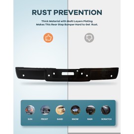 FINDAUTO Black Rear Step Bumper Assembly Compatible for 2006-2008 for Ford F-150,2006-2008 for Lincoln Mark LT with Parking Sensor Holes