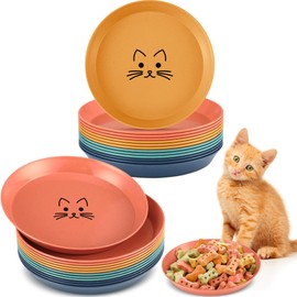 Yungyan 20 Pieces Whisker Fatigue Relief Cat Bowl 6 Inch Shallow Cat Food Dish Ferret Wet Feeding Bowls Wide Cat Food Plates Small PET Round Plates for Stray Cat Kittens Short Legged Cat