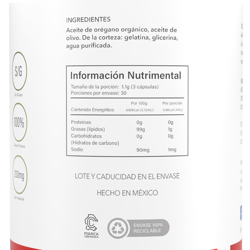 VIZANA NUTRITION | Aceite de Orégano en Capsulas Soft Gel,