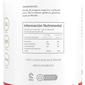 VIZANA NUTRITION | Aceite de Orégano en Capsulas Soft Gel, 80% Carvacrol min. (90 Caps-370mg)