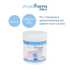 PHYSIOMANNA BABY con pura Manna da Frassino, camomilla, melissa e finocchio, per il benessere gastrointestinale per bambini da 0 a 3 anni – barattolo, 100 gr