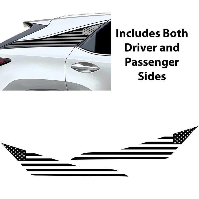 BOGAR TECH DESIGNS Precut Quarter Window American Flag Vinyl Decal