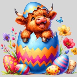 Fotasmua Cows Diamond Painting Kits for Adults, Easter Highland Cows with Eggs Diamond Art Kits for Adults, DIY 5D Full Round Drill Diamond Dots Easter Gem Art Kits Craft for Home Decor 14 X 14 Inch