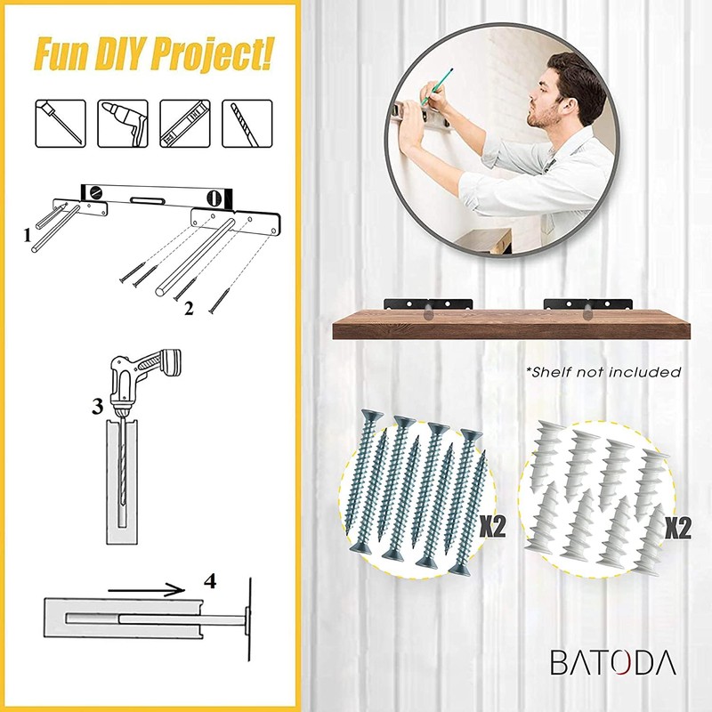 BATODA 6" Floating Shelf Bracket Heavy Duty (4 pcs) –