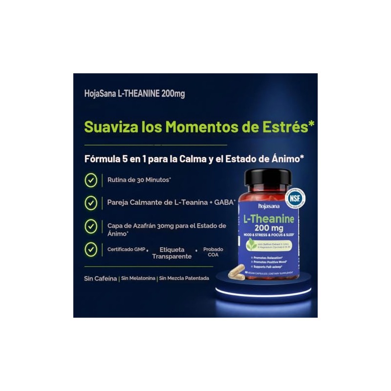 L-teanina 200mg con azafrán, GABA, glicinato de magnesio y VIT.B6