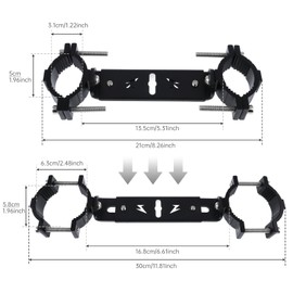 Windance Multi Functional Spotlight Mounting Bracket Adjustable Fork Light Clamp Expansion Mounting Holder for Motorcycle Scooter E-Bike ATV Dirt Pit Bike (L(1.18-2.20 inch))