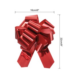 MECCANIXITY 10pcs 6 Inch Metallic Large Big Pull Bow Glitter Gift Wrapping Bows Ribbon for Wedding Car Baskets Presents Christmas Bow, Red
