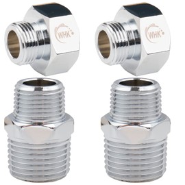 WHK Lead-Free Brass Pipe Fitting,2 PCS 3/8" Male NPT to 1/2" Male NPT+2 PCS G 1/2" Female to G 3/8" Male Reduce Adapter RV Water Faucet Adapter NPT Fittings For Plumbing Supply Lines (Chrome)