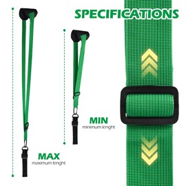 QVEEQ 2 Pcs Metal Detector Shoulder Strap, Adjustable metal detecting Strap, Multifunctional Use Straps for Gold Detecting (Black, Green)