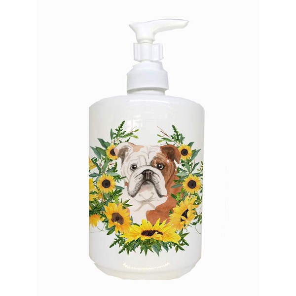 Caroline's Treasures CK2941SOAP English Bulldog Ceramic Soap Dispenser, Multicolor