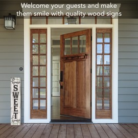 Highland Home Welcome Vertical Porch or Entryway Sign 36" by 7.5" Made in the USA of Pallet Wood Stylish & Welcoming