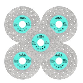 LEKOMESH Rock Slab Grinding Disc - 4.5 inch Glass Cutter Disc (5pcs), Granite Cutting Blade, Diamond Grinder Wheel for Rock Slab, Stone, Tile, Marble, Granite, Glass Diamond Saw Blades