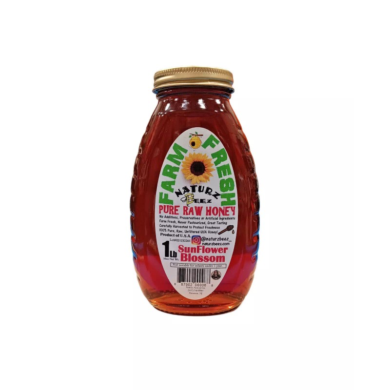 NATURZ BEEZ RAW HONEY SUNFLOWER 1Lb 454g 100% PURE RAW