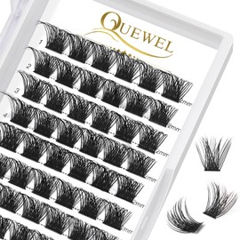 QUEWEL Individual Eyelashes, Individual Eyelash Clusters, Lashes, Mega C Curl, 12 mm, Eyelash Segments, Wide Base, for Eye Make-Up, DIY Eyelash Extension, Mega-C-12 mm