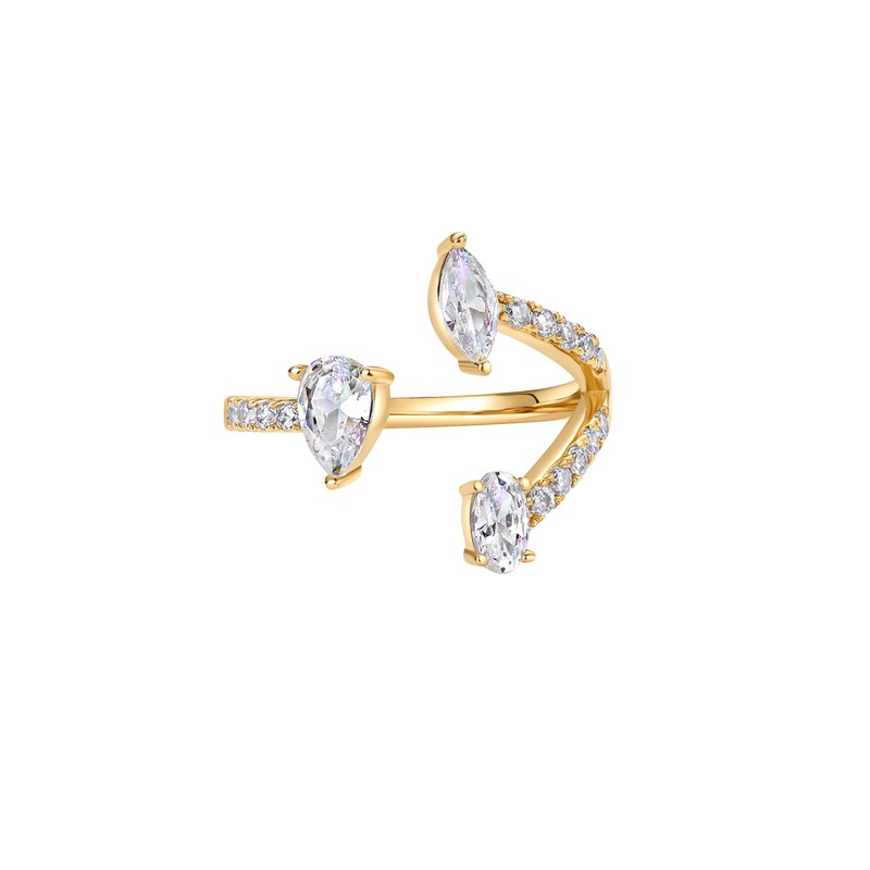 PAVOI 14K Yellow Gold Plated Cubic Zirconia Triple Bypass Statement