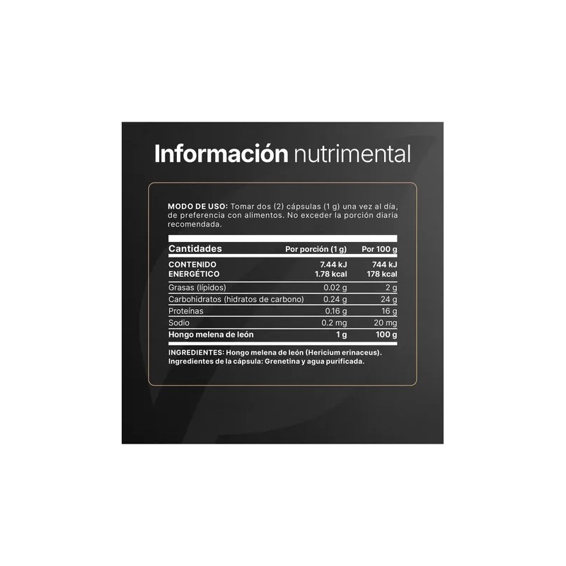Hongo Melena de León Cápsulas Lions Mane Supplement, 1000mg, 90