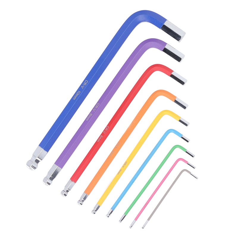 9 Pcs Hex Wrench Set Color Coded Non Slip CR