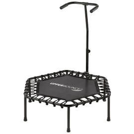 Upper Bounce Mini Workout Trampoline with Adjustable T-Shaped Handrail – Hexagonal Rebounder Trampoline for Kids and Adults - Fitness Trampoline - Supports Up to 220lbs (Black, 40 Inches)