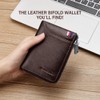 VANNANBA Mens Genuine Leather Zipper Wallet RFID Blocking Bifold Zip